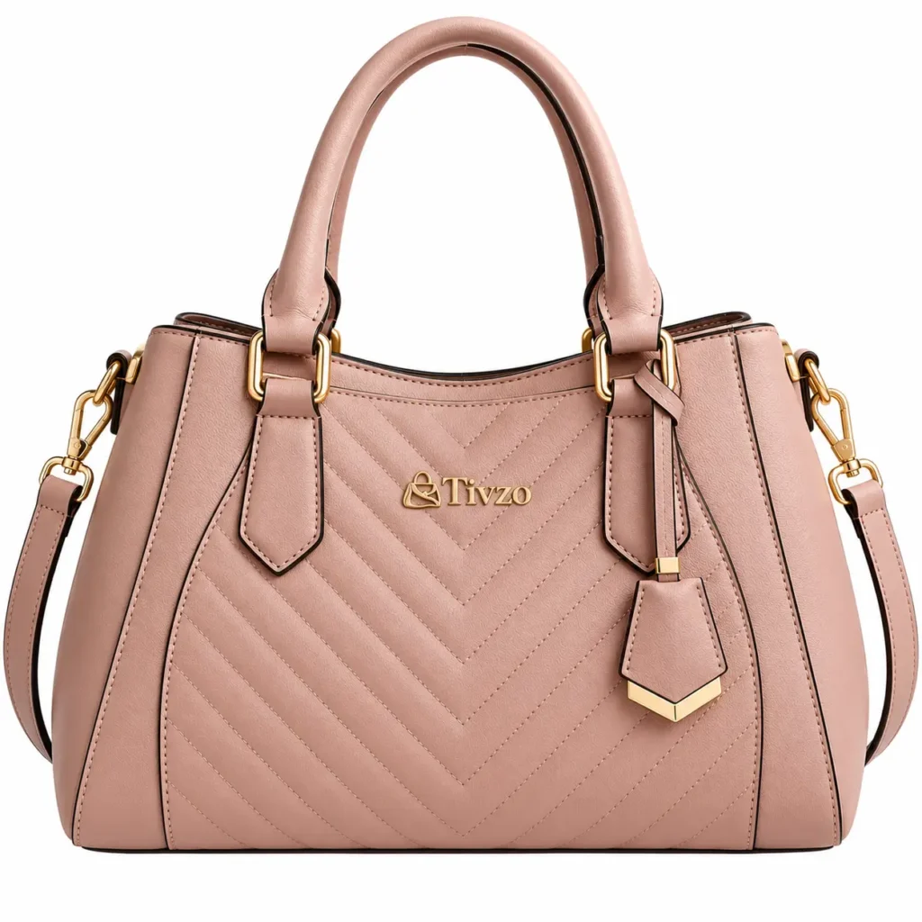tivzo womens quilted leather handbag with shoulder strap